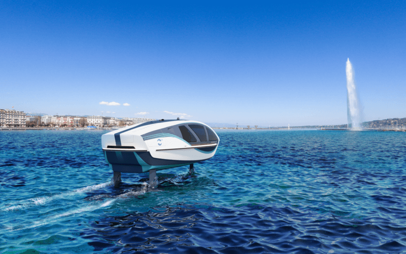 Seabubbles Konzept für Wasser Uber foilt über das Wasser