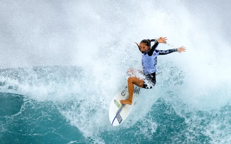 MARGARET RIVER PRO, WESTERN AUSTRALIA, AUSTRALIA - APRIL 25: Bettylou Sakura Johnson of Hawaii surfs in Heat 1 of the Opening Round at the Margaret River Pro on April 25, 2022 at Margaret River, Western Australia, Australia. (Photo by Matt Dunbar/World Surf League)